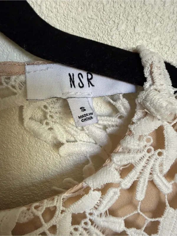 NSR White Floral Lace Midi Dress Open Back Bridal Wedding Cocktail NWT Style - Image 5