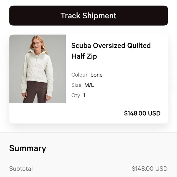 Scuba Oversized Quilted
Half Zip - Image 2