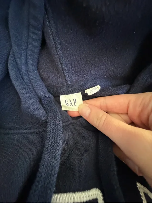 GAP Women’s Navy Crewneck Hoodie with Front Pocket - Image 3