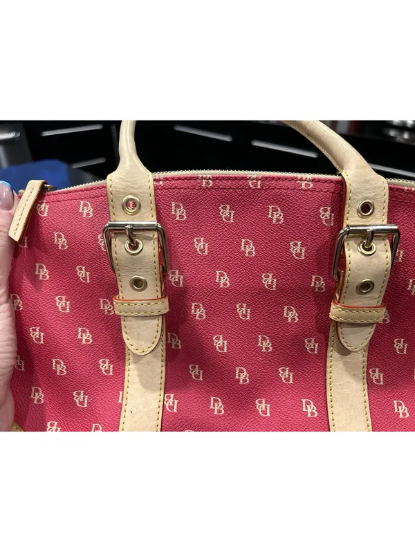Dooney & Bourke Burning Red W/ Ivory Initials Dome Satchel - Image 2
