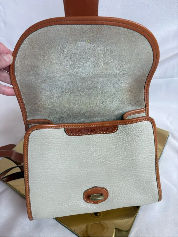 Dooney & Bourke Cream Pebbled Leather Crossbody with Tan Trim - Image 5