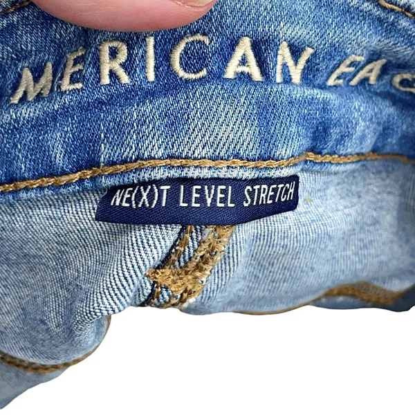 American Eagle Destroyed Ripped Hi Rise Jegging Next Level Stretch Sz 0 - Image 6