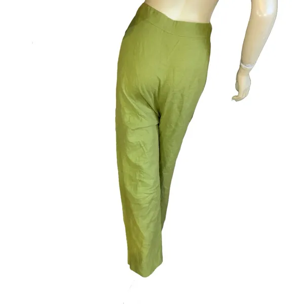 Veiled Nyc Olive Green Pleated Linen Straight Leg Trousers (Xxl) - Image 5