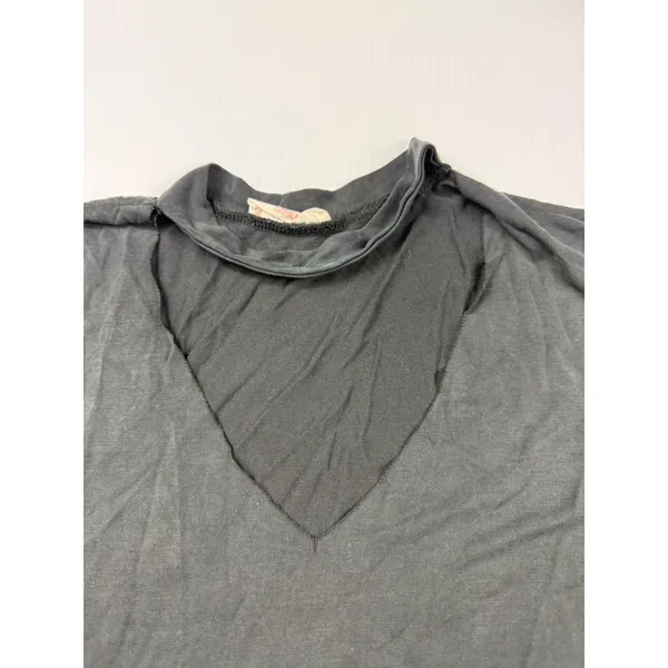Hummingbird Cut Out Neck T-Shirt Casual‎ Top Comfy Tee Black Size S - Image 2