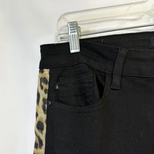 Judy Blue Size 13/31 Jeans Black Skinny Jegging Leopard Stripe Mid Rise 1655‎ - Image 5