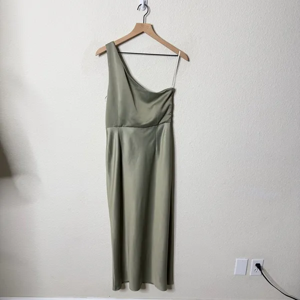 BHLDN Anthropologie Dylan One Shoulder Satin‎ Side Slit Gown Miss Womens Size 10 - Image 7