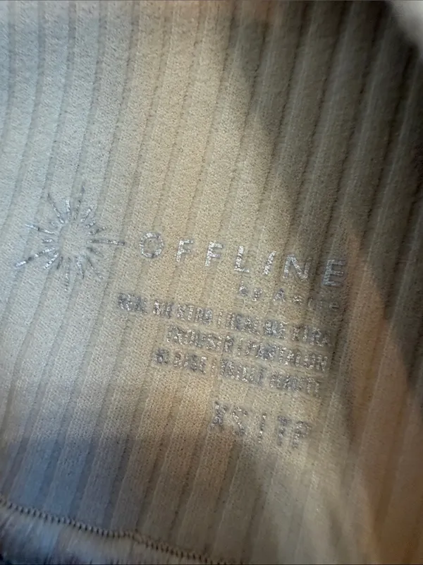 Aerie offline Real Me Xtra High-Rise Wide-Leg Ribbed Trouser Pants Cream XS EUC - Image 2