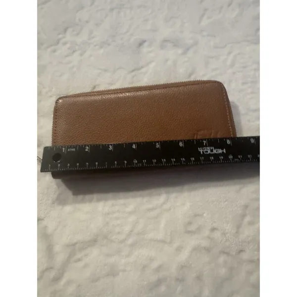 UNISEX HERSCHEL SUPPLY CO. Tan Brown Pebbled Leather RFID Zip Up Thomas Wallet - Image 6