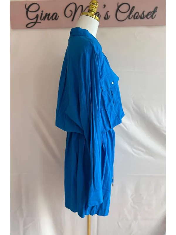 Lauren Ralph Lauren Blue Long Sleeve Shirt Dress Size 16 - Image 4