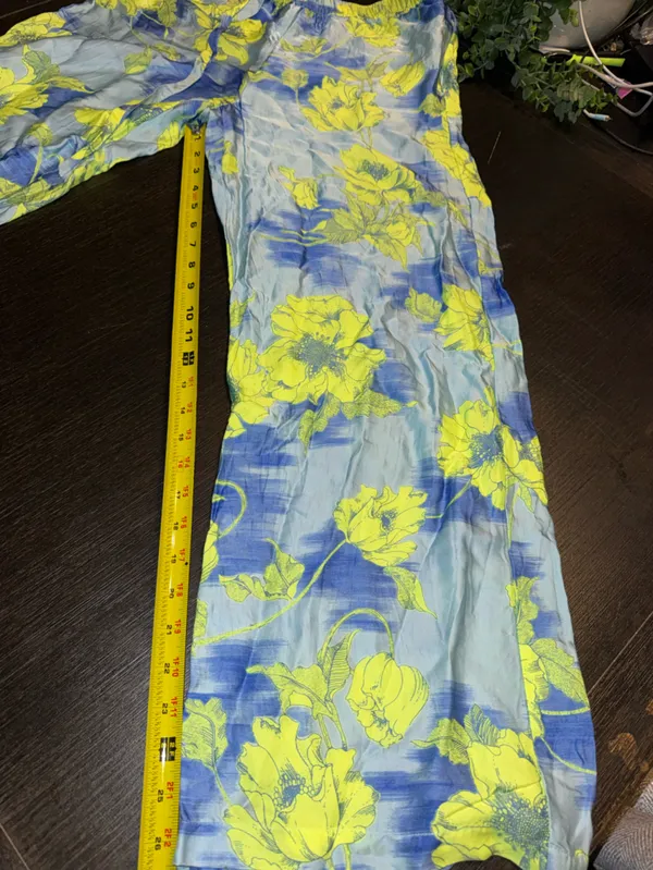 Lyrebird Anthropologie Neela Silky Blue Wide Leg Lounge Pants Quiet Luxury - Image 9