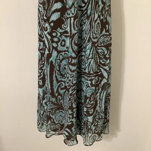 Studio I Brown Paisley Maxi Dress Size‎ 12 90s Forest Fairy Fairycore Feminine Bohemian - Image 3
