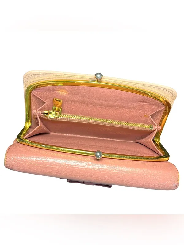 Miu Miu Madras Bicolore Trifold Frame Wallet Kiss Lock Pink WOC 5ME120 Box - Image 11