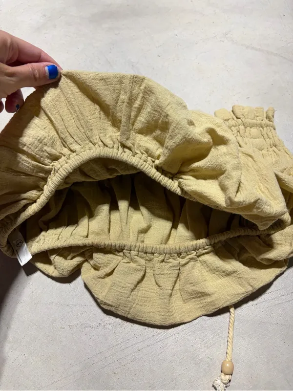 Free people Smocked Drawstring Bandeau Top strapless Pale Yellow XS - Image 7