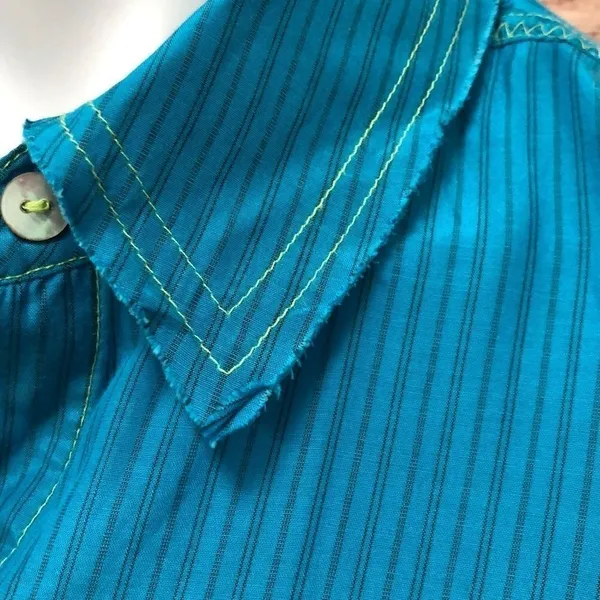 Chico’s button down embroidered collared silk blouse - Image 3
