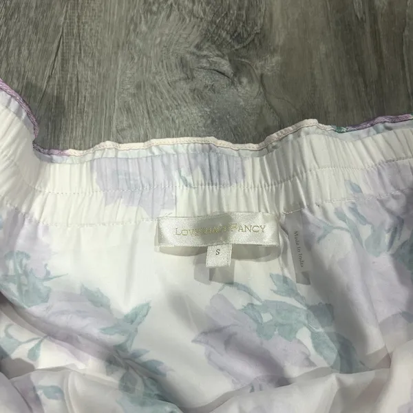 LoveShackFancy Women's Ruffle Floral Mini Skirt in Mauve Rose Size S - Image 3