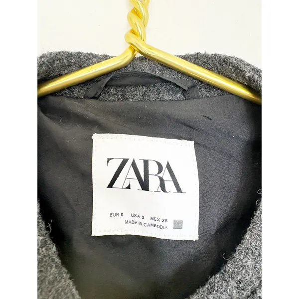Zara Oversized Wool Blend Bomber Jacket Size Small Dark Gray 8372/313 Chic - Image 5