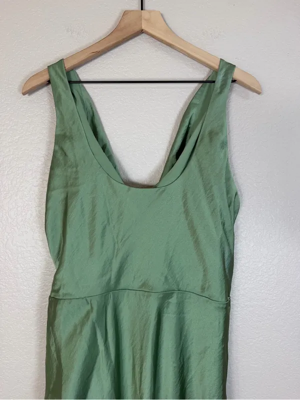 Abercrombie & Fitch A&F Satin Cowl Neck Draped Maci Dress Lush Green XL NEW $140 - Image 13