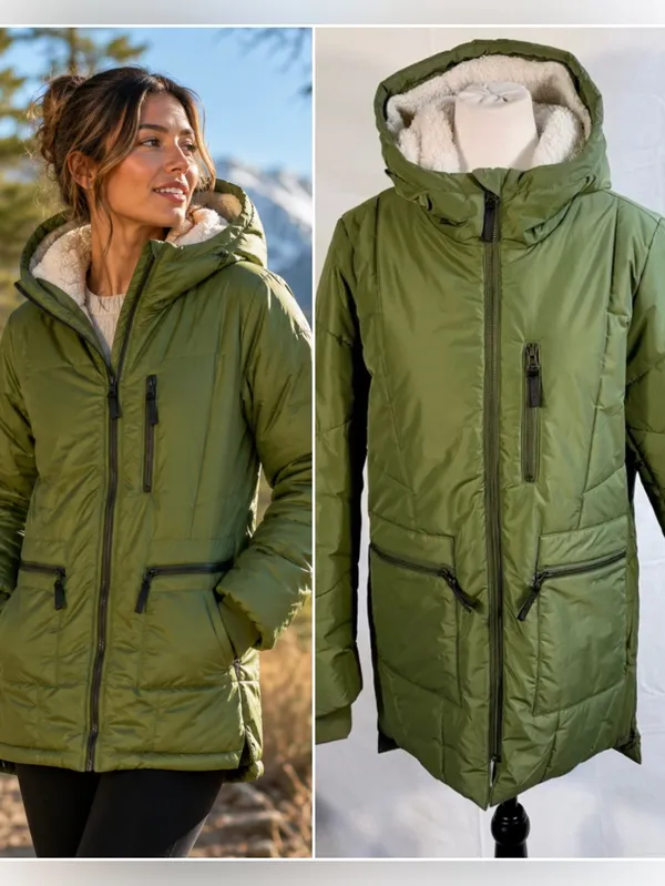 O’Neill Cheyenne Hooded Puffer Jacket Vineyard Green Women’s Size Small💚 - Image 2