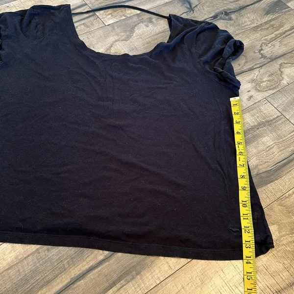 Victoria’s Secret PINK Black Low Plunging Back Short Sleeve T-shirt Size Large - Image 3