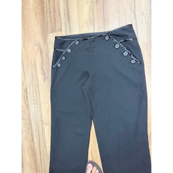 Alice Temperley for Target Black Wide‎ Leg Pants Women's 9 Button Detail - Image 3