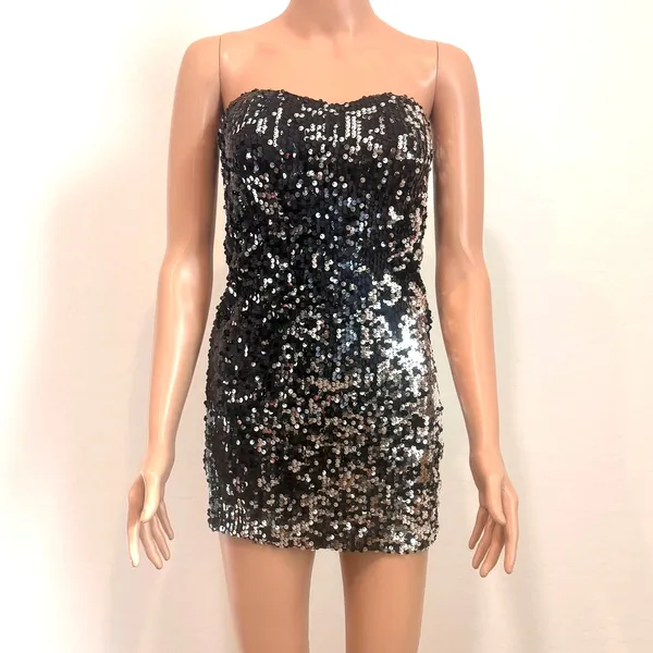 Frederick's of Hollywood XS sequin bodycon strapless mini dress D2 3232 - Image 8