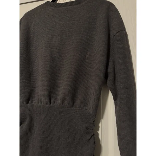 Zara Gray‎ Ribbed Knit Sweater Mini Dress Blend Chunky Structured Tik Tok Flaw - Image 5