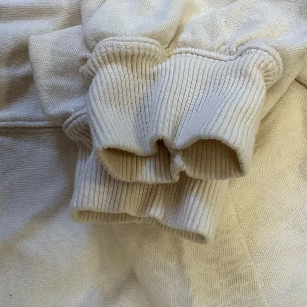 Anthropologie Pilcro Cream Long sleeve V-Neck Raw hem crop Sweatshirt Size Small - Image 8