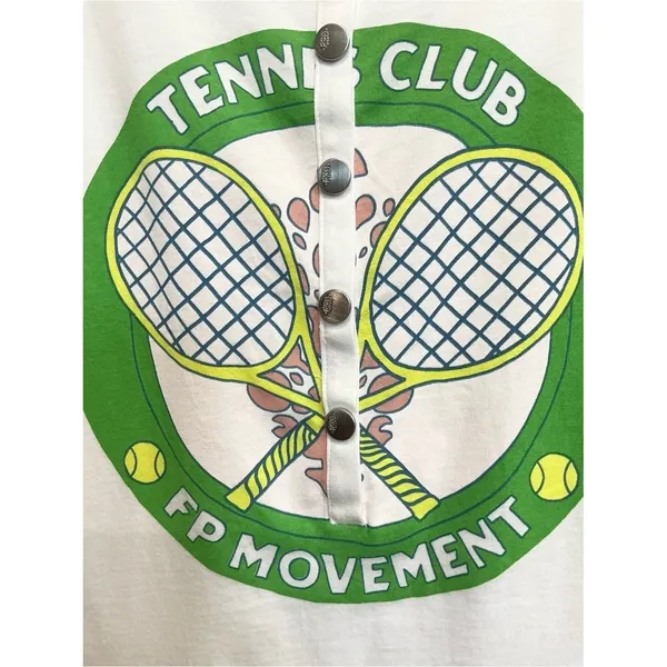 Free People FP Movement Inhale Henley Tennis Pickleball Graphic Tee Shirt XS‎ - Image 6