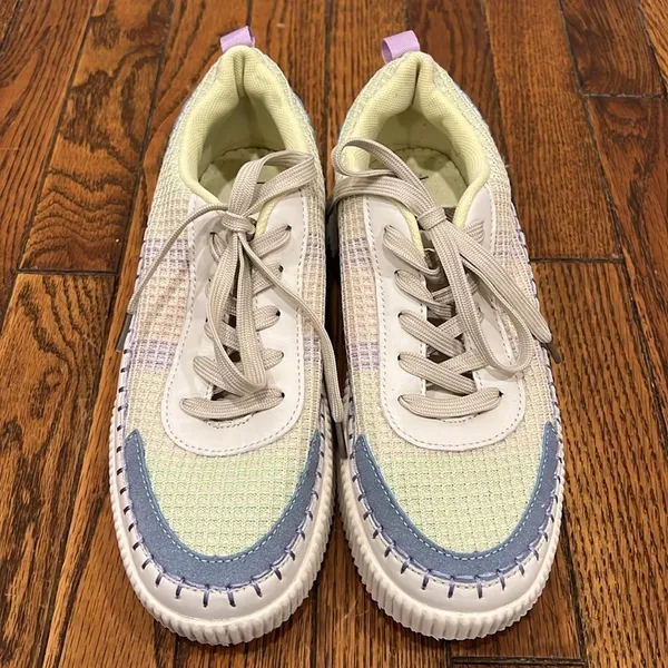 Nicole Miller New York Brita‎ Woven Rainbow Pastel Platform Sneakers Womens 10 - Image 4