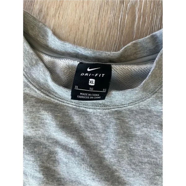 Nike Dri-FIT Gray Crewneck Sweatshirt Womens XL Just Do It Sleeve Pullover Top - Image 10