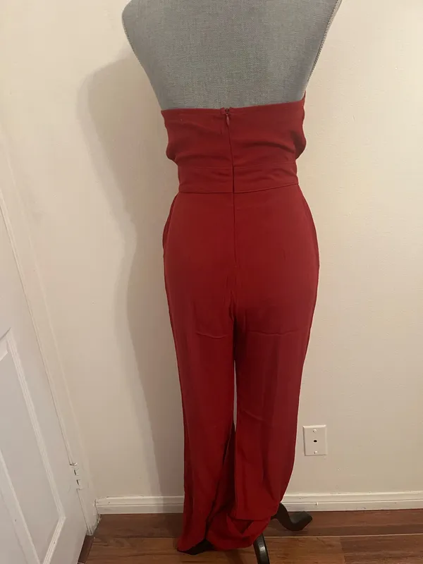 Flynn Skye Brick Red High Neck Halter Jumpsuit. Size Small - Image 6