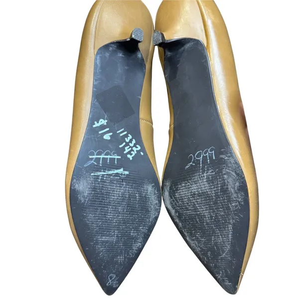 Nine West Ravin Womens 8.5 Beige Leather Pointed Toe Kitten Heel Pumps 26980414 - Image 8