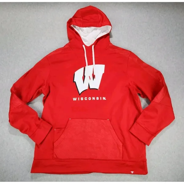 Fanatics Wisconsin Badgers University Red Team‎ Pullover Hoodie Football Sz XL - Image 2