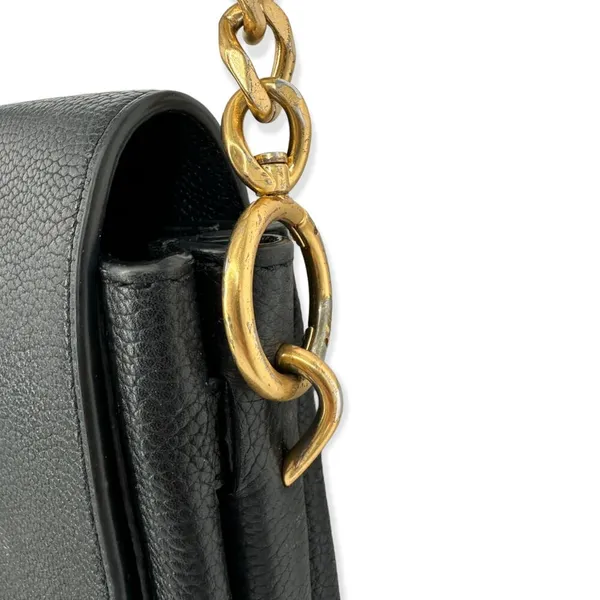 Tory Burch | One Size | Everly Black Pebbled Leather Flap Saddle Bag - Image 6