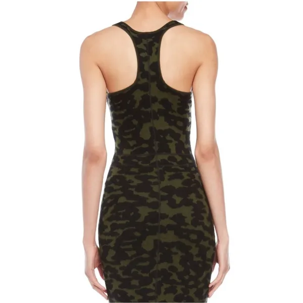 Faith Connexion Paris Wool Silk Leopard Camo‎ Jacquard Racerback Midi Dress L - Image 2