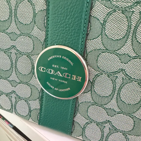 Coach C8306 Lonnie Baguette In Signature Jacquard & Leather Green - Image 6