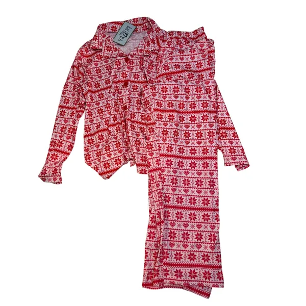 BH PJs BedHead Pajamas Womens Medium Red White Fair Isle Holiday Pajama Set NEW - Image 2