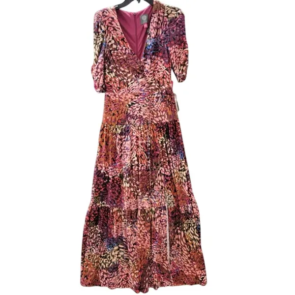 Vince Camuto V-Neck Shirred Maxi Dress in Purple / Multicolor Size 20W MSRP $179 - Image 5