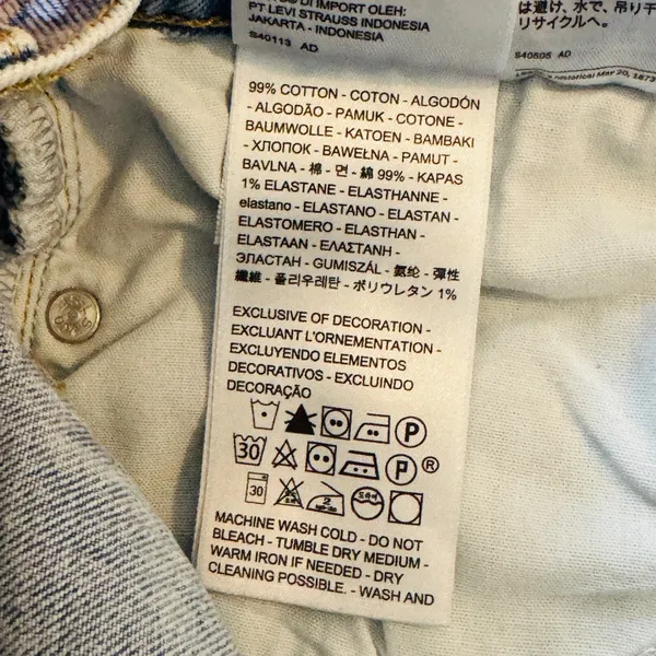 Levis‎ Premium Wedgie Straight Leg Jeans Acid Wash Light Blue Denim 27 High Rise - Image 5