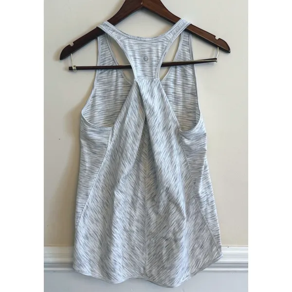 Lululemon Essentials Pleated Racerback Tank Top Sz 6 Tiger Space Dye Hail White‎ - Image 5