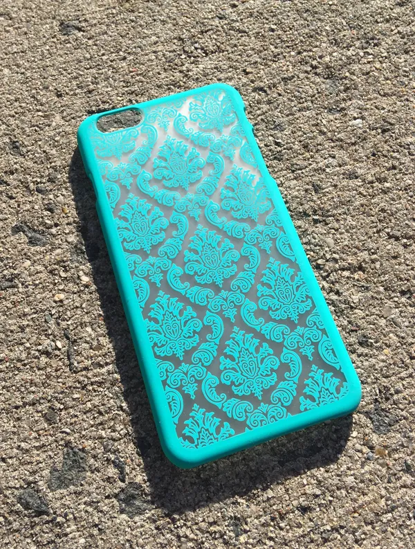 iPhone 6Plus/ 6s Plus Fashion Flower Lace Shockproof Hard Case Teal - Image 2
