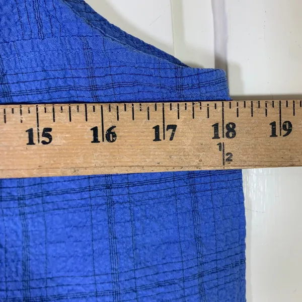 Habitat Clothes to Live In Womens Blue Plaid Textured Sleeveless Shell Top S - Image 5