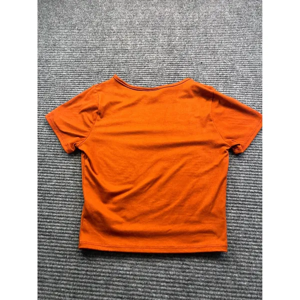 Live In The Moment Womens XS Burnt Orange Rust Short Sleeve Crop Top Baby Tee - Image 6