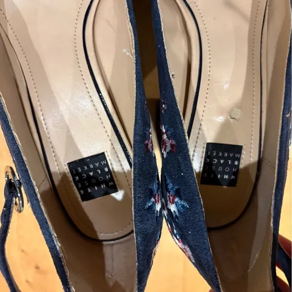 White House black market Bethany blue suede embroidered shoes 8.5 - Image 6