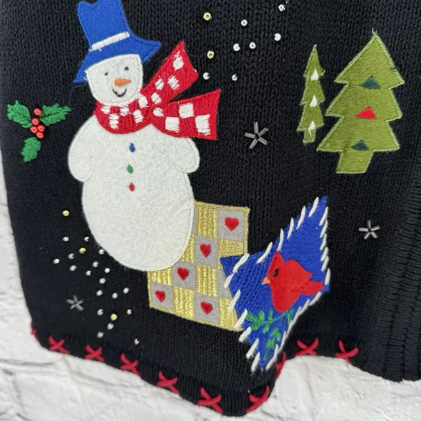 Vintage Designers Originals Studio Christmas Sweater Vest 2X Plus Zip Black - Image 7