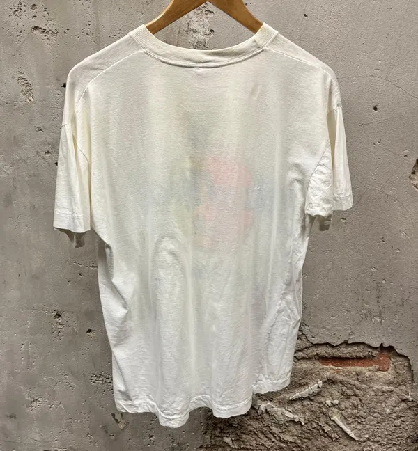 Vintage 80s Bahamas White Short Sleeve Neon Logo Graphic Tee XL - Image 5
