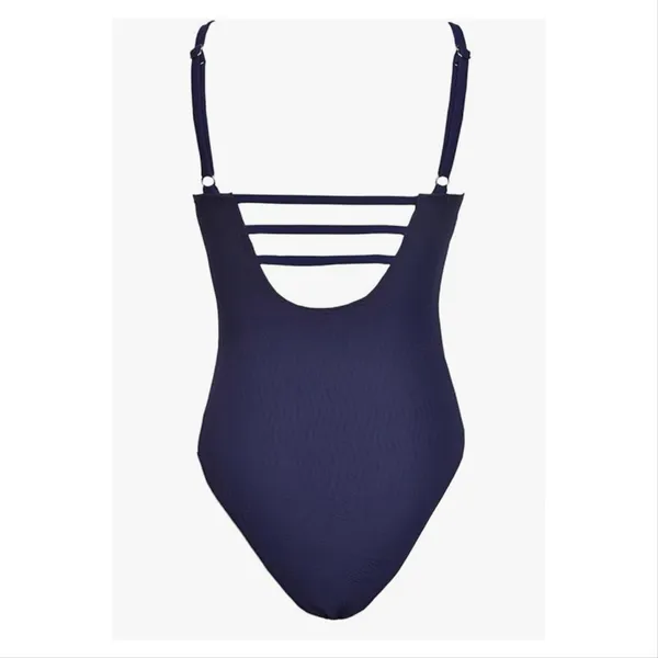 NWT Cupshe Deep Purple Textured Plunging V Neck One Piece Swimsuit - Image 5