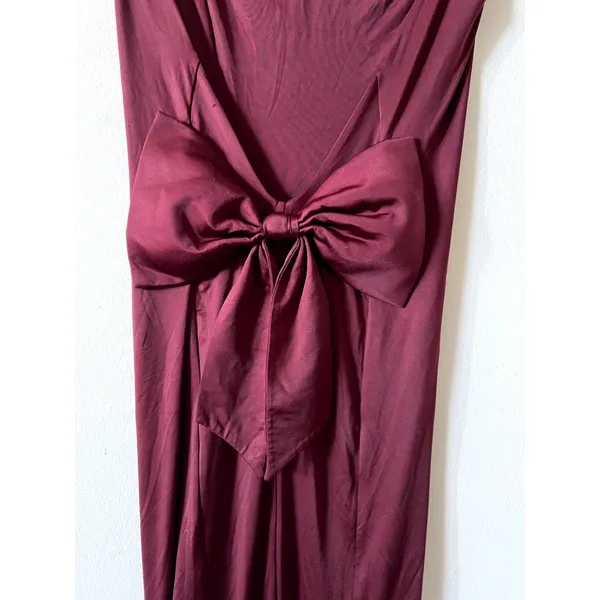 Oh Polly Midi sleeveless Bow detail Dress Burgundy Wine Size 4 - Image 5