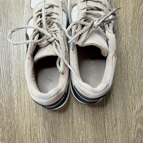 Zara Chunky Platform Sneakers Leopard Accent Beige Lace Up Women's EU 40 US 9 - Image 7