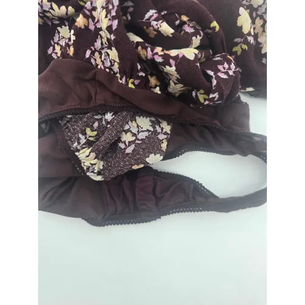 Free People Bodysuit Womens Small‎ Burgundy Floral Lace Trim Ruffle Straps Boho - Image 5